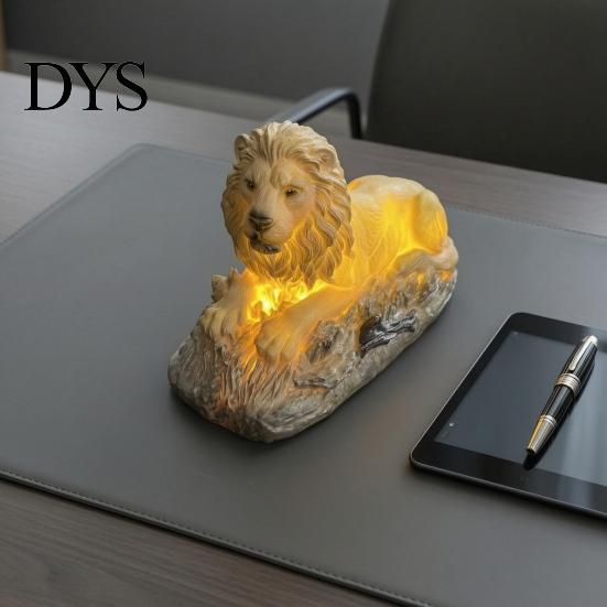Resin LED Table Lamp for Bedside 3D Animal Night Light, Dolphin Owl Lion Sculpture Decorative Desk Light Lamp, USB Decor Bedroom, Warm Glow