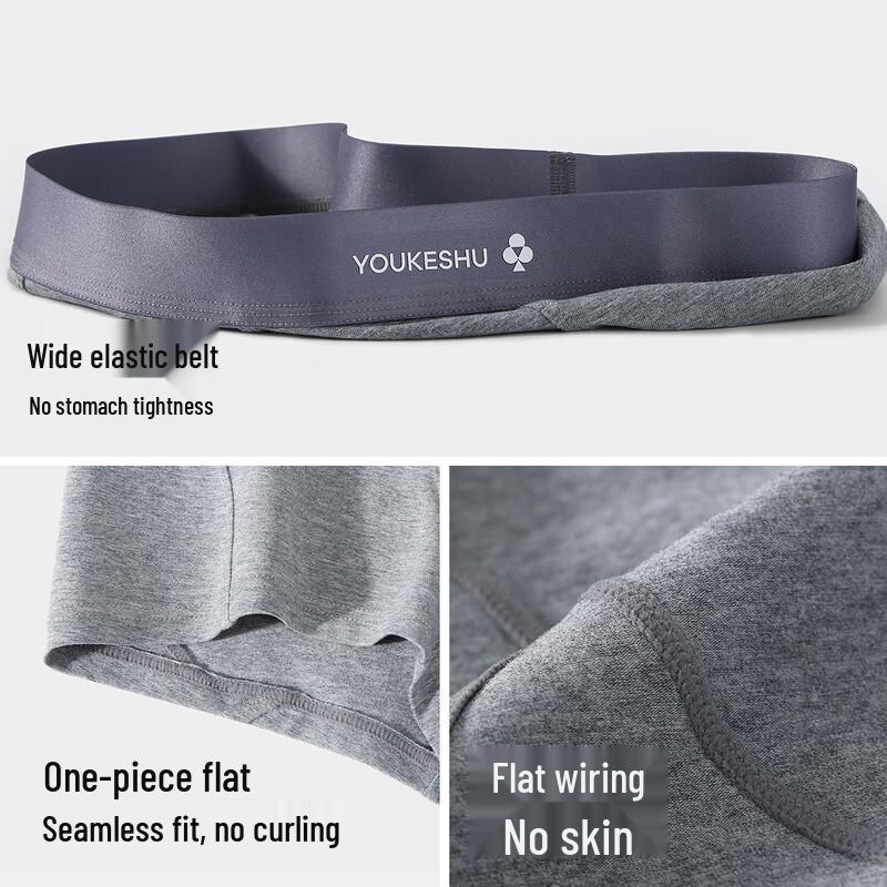 YOUKESHU Men's Modal & Silk Antibacterial Boxer Briefs (3-Pack)