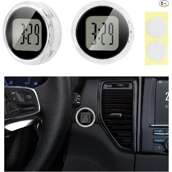 2 PCS Mini Motorcycle Clocks, Waterproof Motorbike Handlebar Digital Black