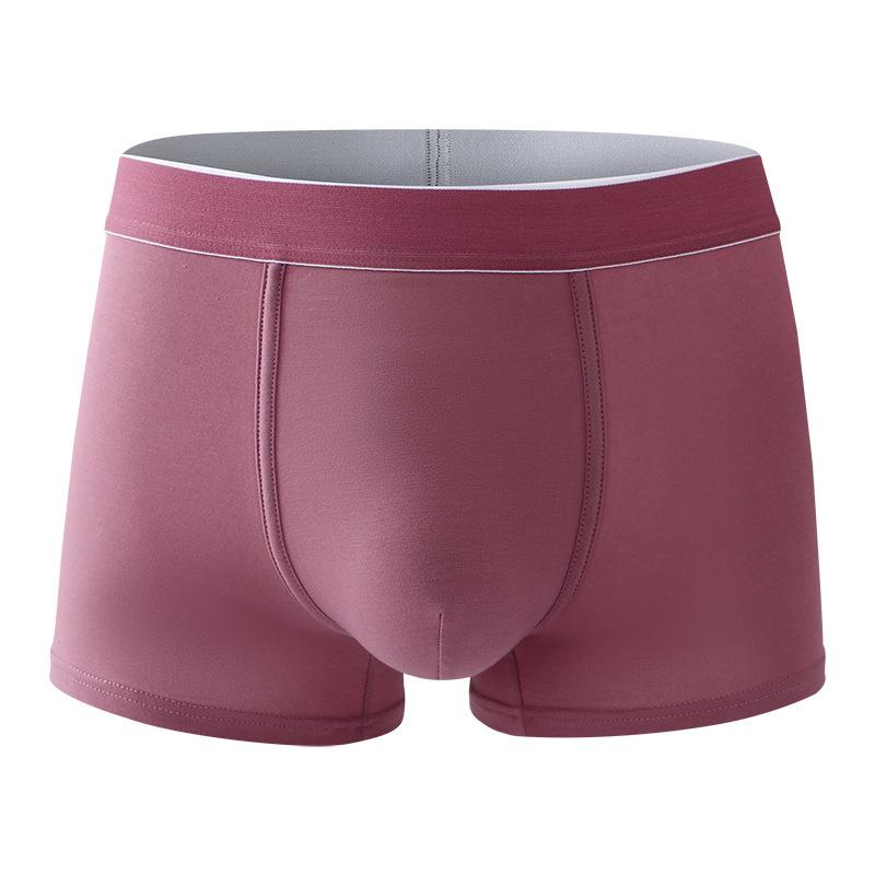 Men's Spring and Summer New Solid Color 10A Antibacterial Mid Waist Flat Angle Underwear