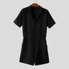 INCERUN Mens Casual Lapel Neck Short Sleeve Button Romper Jumpsuit