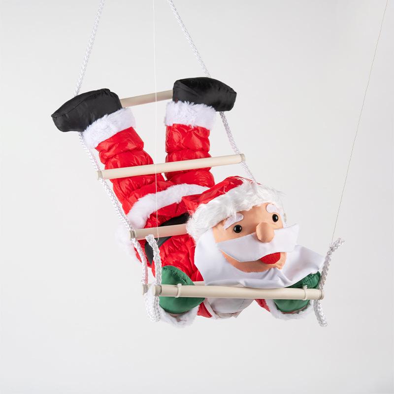 Climbing Santa Claus Christmas Decoration with Ladder and Rope for Window Display