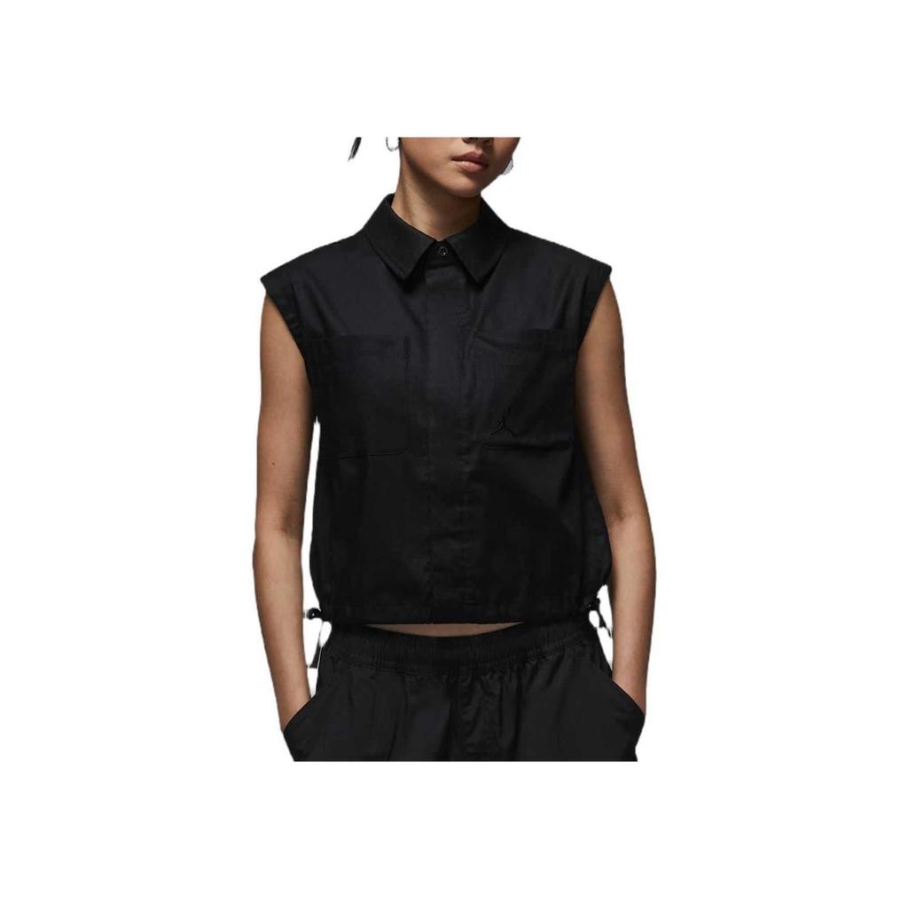 Jordan Poolside SS25 Casual Wygodna Prosta Wszechstronna Koszula bez rękawów Damskie topy Czarna HJ0056-010