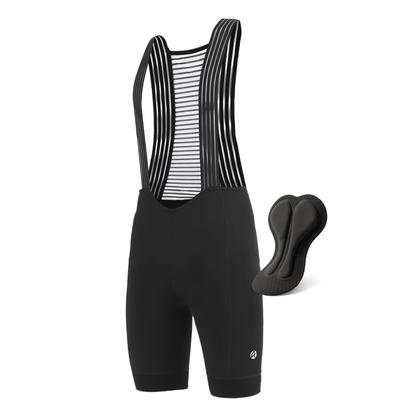 apt'-PRO Men's Summer Bib Shorts, 3D Padded, Sweat-Wicking, Quick-Drying, Breathable, with Pockets (JP, Alphabet, Small, Black)