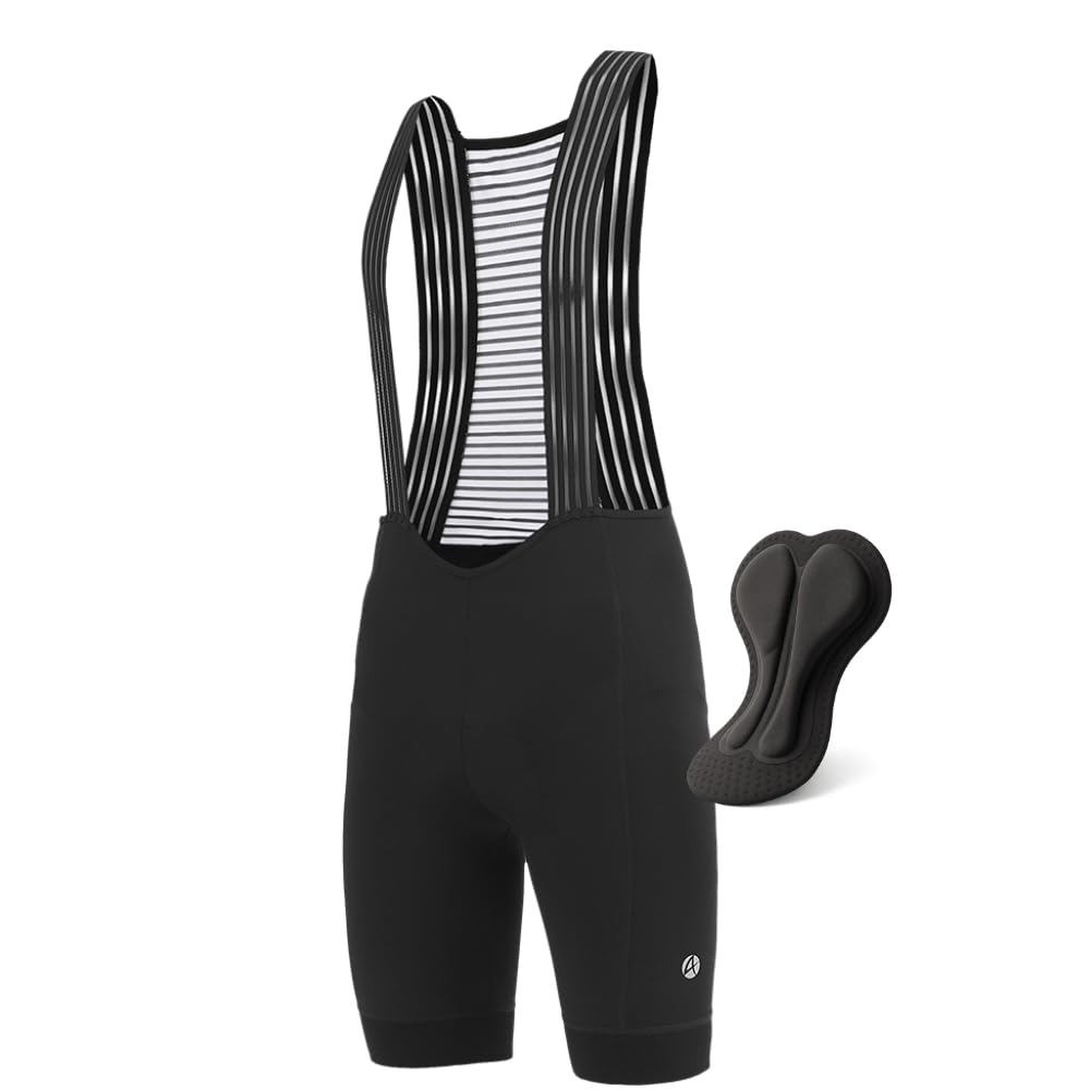 

apt -PRO Men s Summer Bib Shorts, 3D Padded, Sweat-Wicking, Quick-Drying, Breathable, with Pockets (JP, Alphabet, Small, Black)