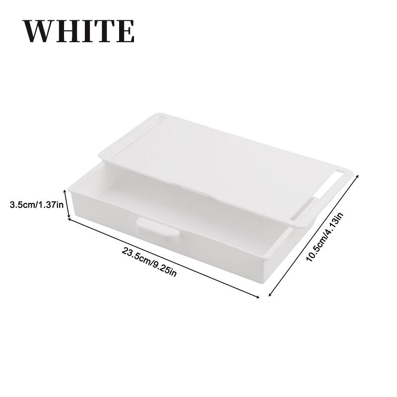 

1 шт. Самоклеящаяся коробка для хранения, новая, ABS, органайзер для ящиков под столом, лоток для карандашей, настольное хранение, домашняя организация, коробка для мелочей белый