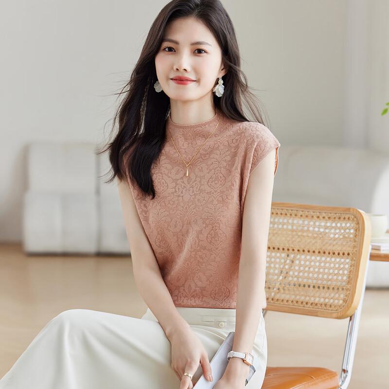 Srcr Women s Thin Lace Jacquard Knitted Wool Vest Top M