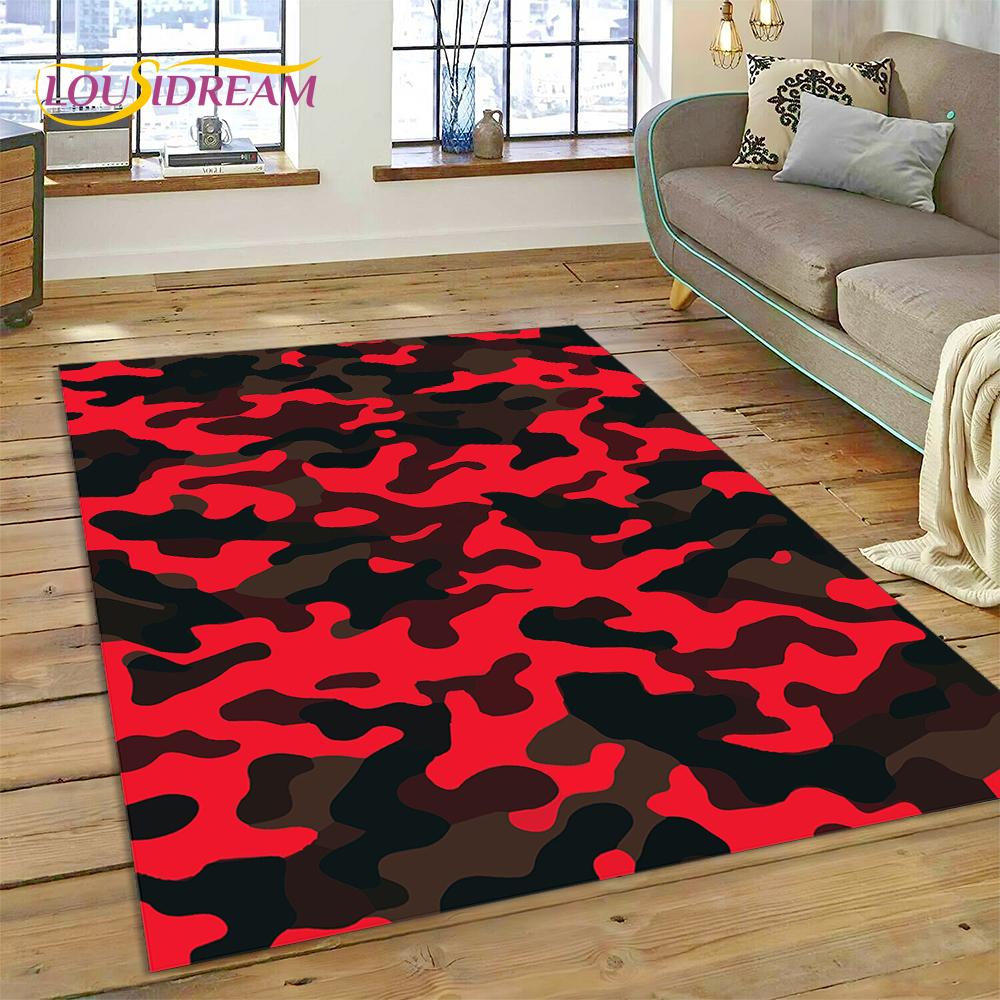 2025 Colorful Camo Green Camouflage Carpet Rug for Living Room Bedroom Home Sofa Decoration Play Area Rug Non-slip Floor Mat