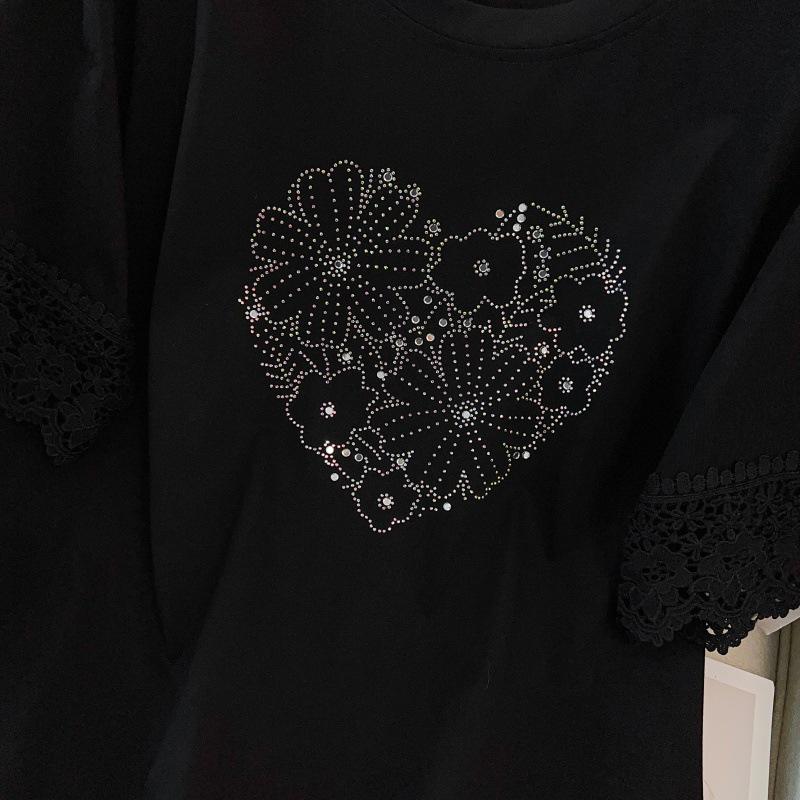 Plus Size Women's Loose Round Neck Mid-Length Short Sleeve T-shirt, Bust 150/160 cm, 200-350 jin Capacity