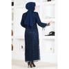 Damenbekleidung Abendkleid Mode Mesh Pailletten Rose Hijab Abendkleid 2517 Marineblau