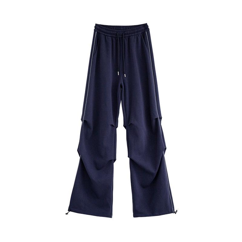 Sweatpants women's autumn and winter new high-waisted loose-fitting small paratrooper pants casual wide-leg tooling straight pants
