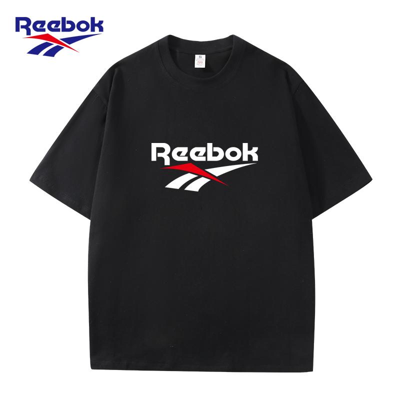 

Reebok Летние принтованные футболки 2026 года, высокое качество, хлопок, круглый вырез, для мужчин и женщин S чёрный