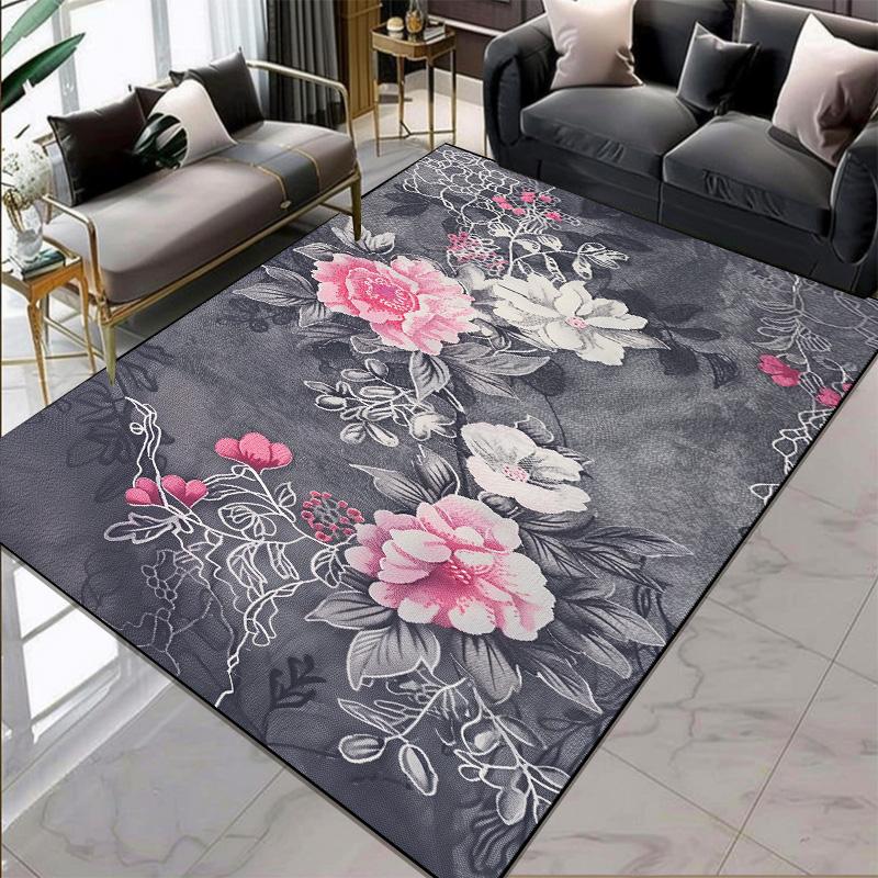 European Style Flower Pattern Carpets for Living Room Gorgeous Large Room Rugs Thickening Big Size Floor Mats for Lounge Balcony