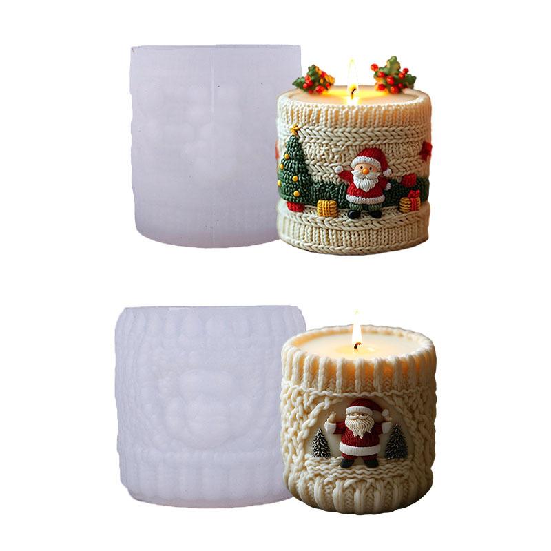Santa Candle Mold High-Temperature Resistant Christmas Silicone Mold Diy Candle Mold Flexible For Gifting Christmas Decor Home