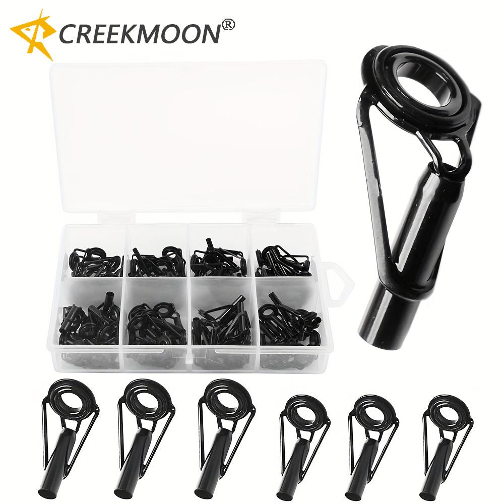 80pcs Ceramic Fishing Rod Guides High Carbon Steel Frame DIY Guide Tip Top Ring Repair Kit for Rod Building and Restoration260319