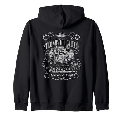 Disney 100 Mickey Mouse Steamboat Willie Pôster Homenagem D100 Moletom com Zíper