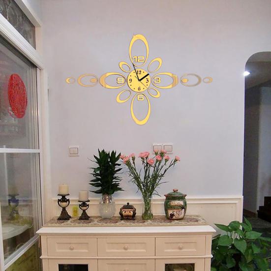 Tenfyer Modern Large DIY Oval Mirror Surface Wall Art Clock Sticker Home Decor Gift