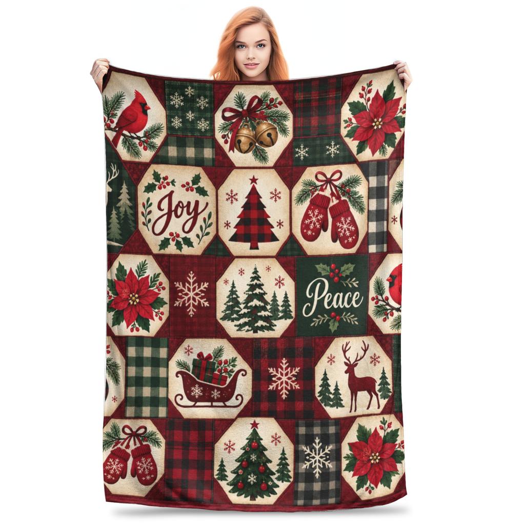 1PC Christmas Quilt Close-Up Blanket Throw Super Cosy Plush Living Room Sofa