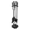 Fireplace Tool Set, 5 PCS Fire Tool Set and Holder with Five-Prong Stand, Tongs, Ash Shovel, Brush, Fire Place Poker