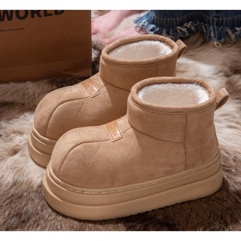36-45 Thick Soled Warm Cotton Shoes for Women, Winter Outerwear, Anti Slip, Odor Proof, and Fleece Cotton Slippers for Women