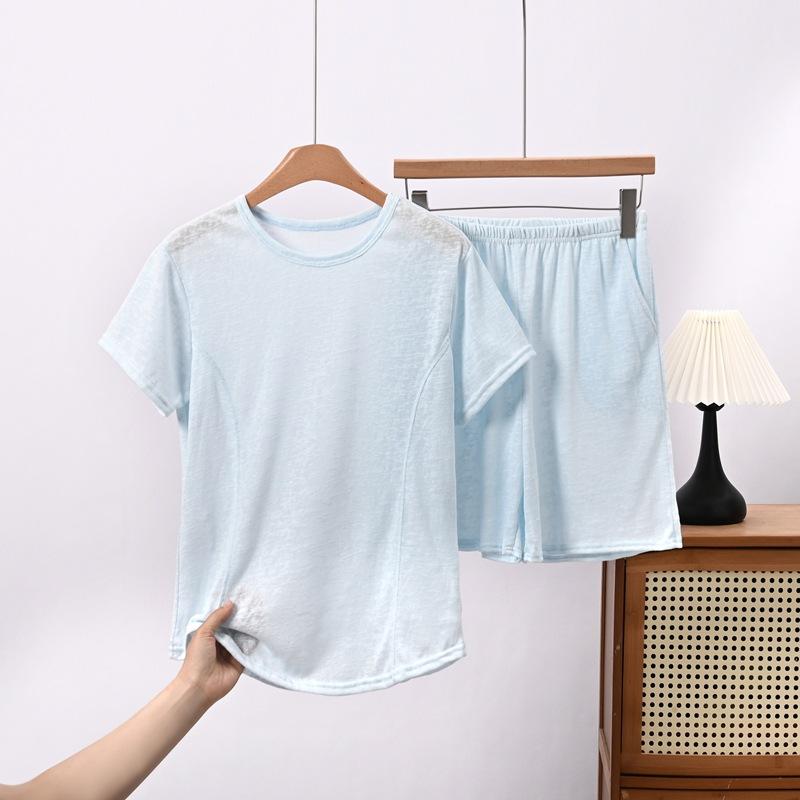 Summer Oversized Casual Loungewear Set - Loose Fit for Slimming, Women's Round-neck Short-sleeved T-shirt, High-waisted Shorts, Two-piece Set