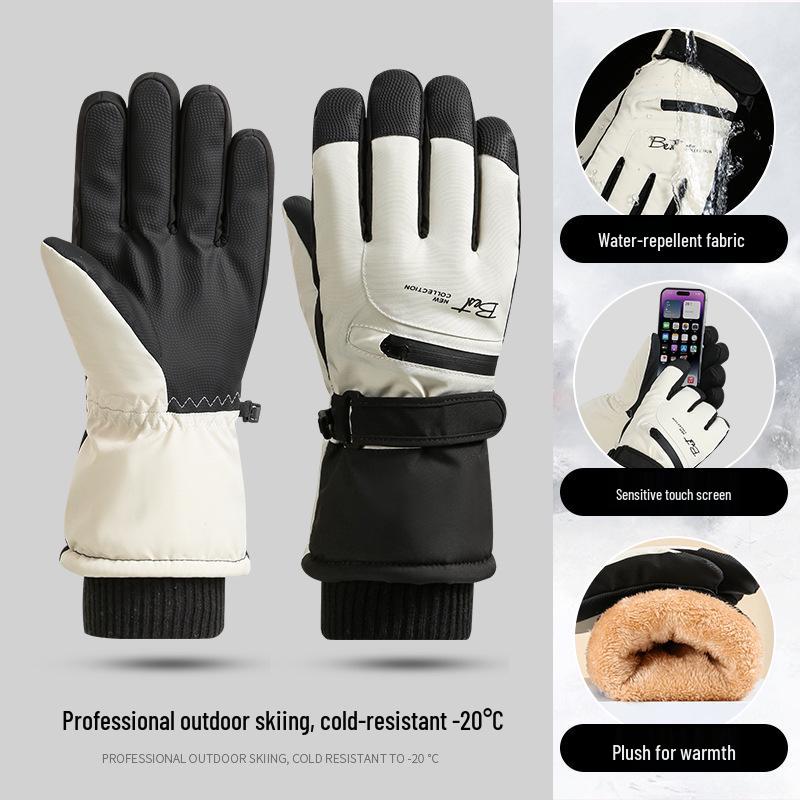 

Жіночі зимові водостійкі рукавички з флісовою підкладкою, що підтримують сенсорний екран, для катання на лижах, їзди на велосипеді та активностей у холодну погоду One Size