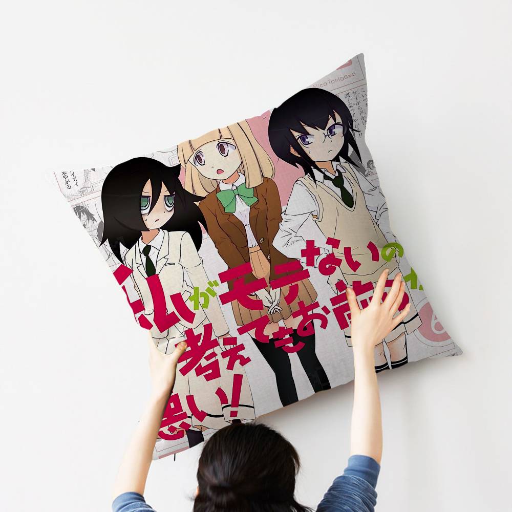 Anime W-Watamote Kuroki Tomoko Pillow Cushion Cover Pillowcase Living Room Sofa Home Decor Customized