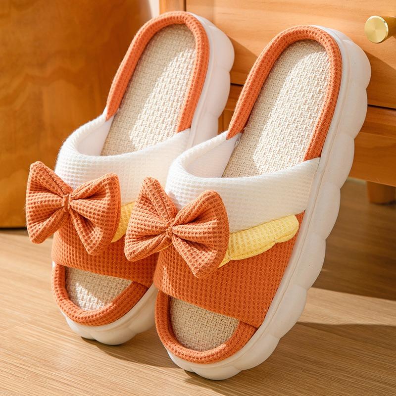 Schattige Linnen Schoenen voor Dames Indoor Dikke zool Lente en Herfst Katoen en Linnen Slippers