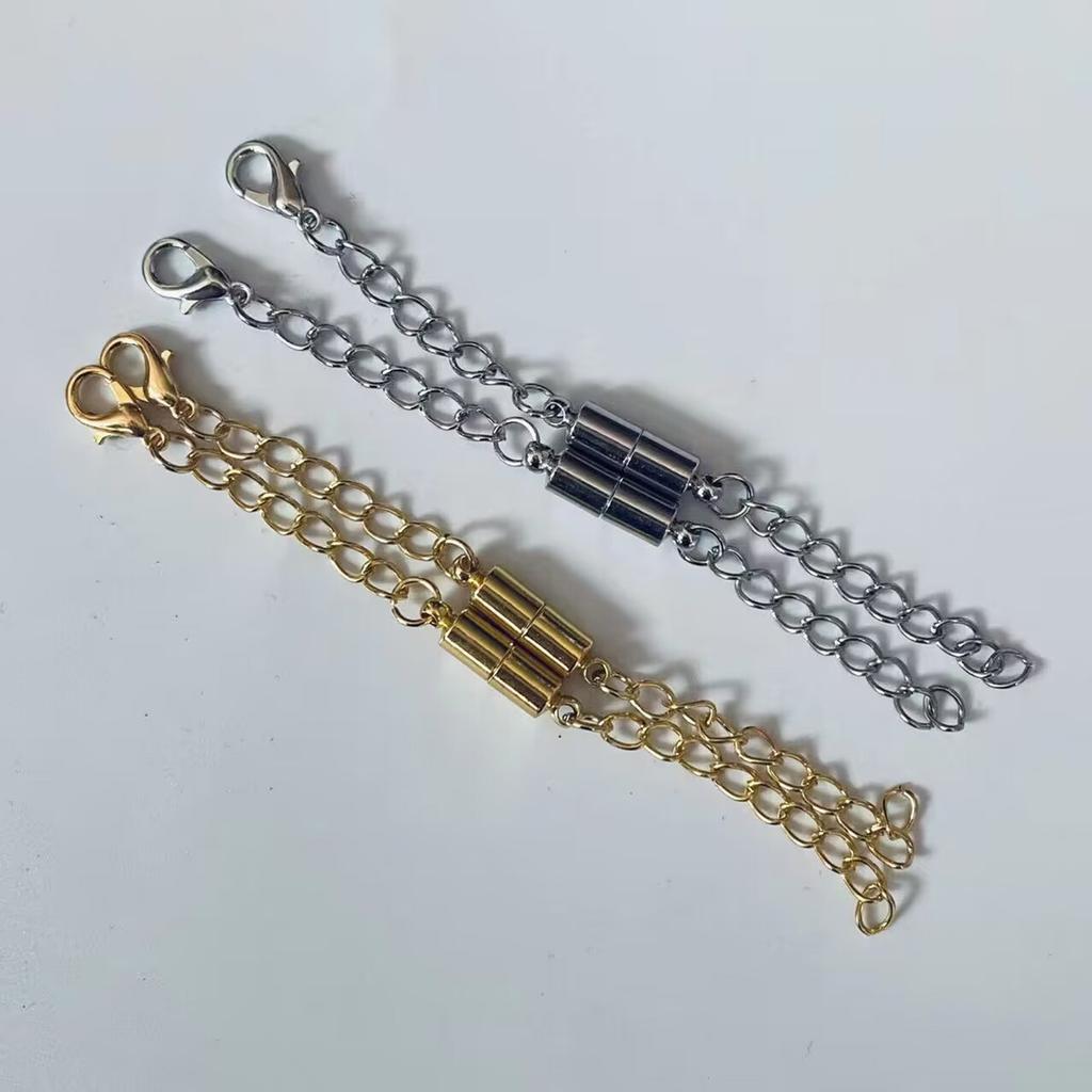 4 Pieces Pack Adjustable Chain Extender Set for Jewelry Making Gold/Silver Convenient Magnetic Clasp Extension Chain