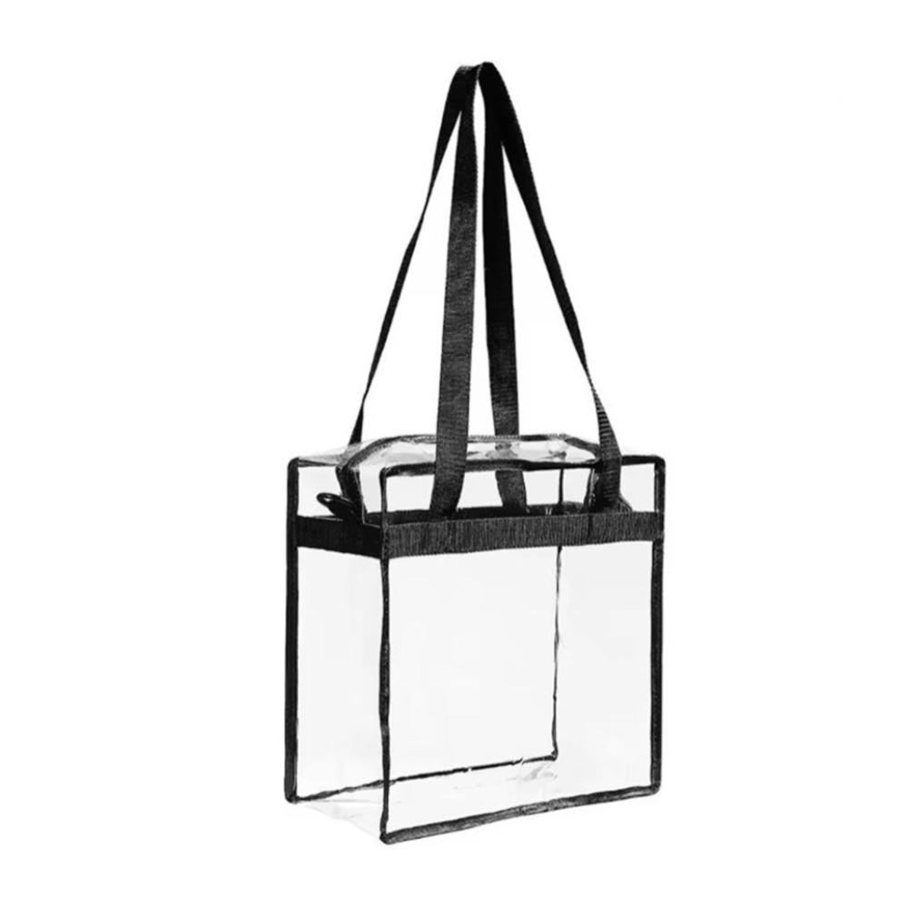 

Portable Clear PVC Tote Bag Zipper Closure Large Capacity Transparent Crossbody Bag Adjustable Strap Multipurpose чорний