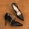 10529 [sheepskin] High Heels Women's Thin Heels 2025 New French Pointed Cross with Waterproof Table Single Shoes