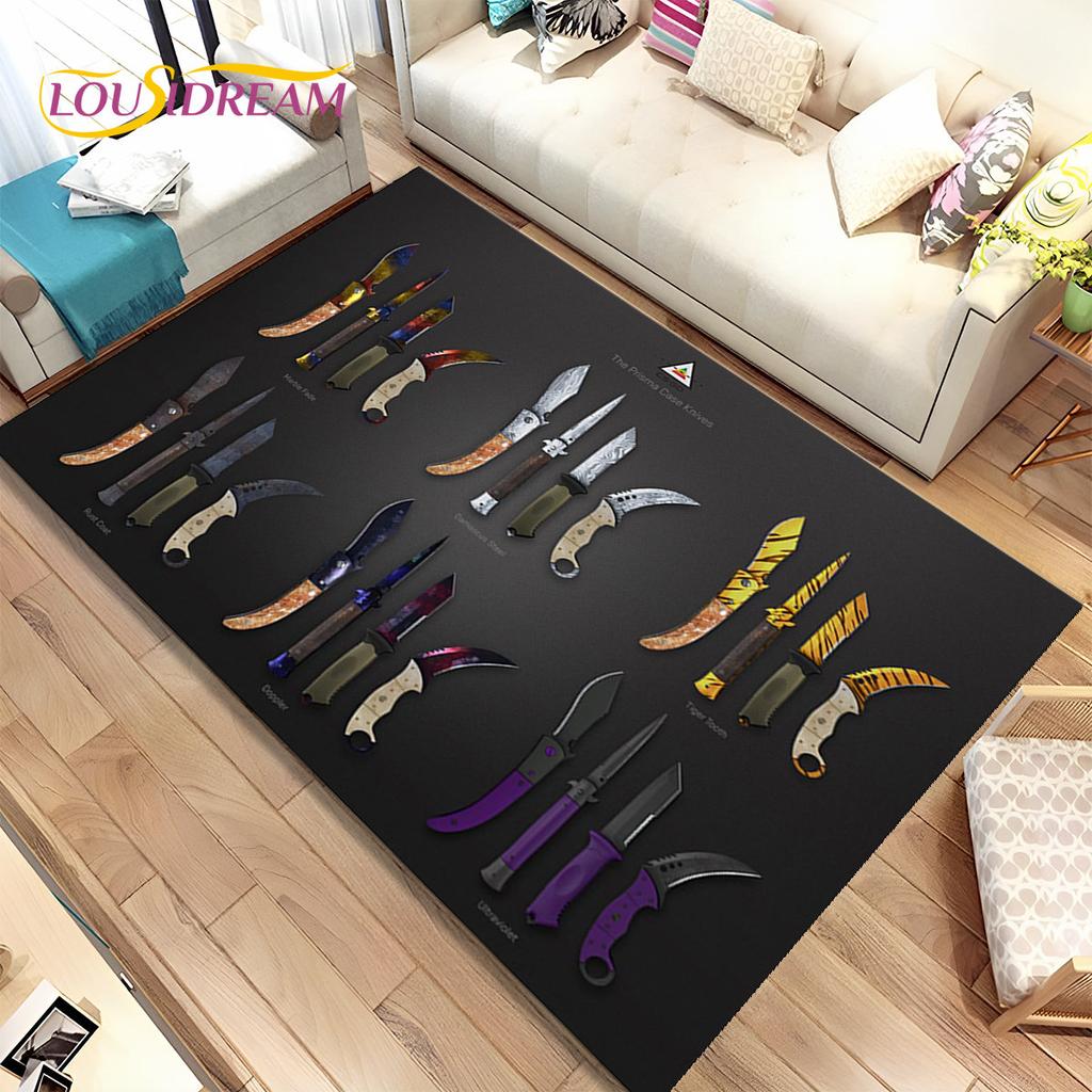 CS,knife,Swiss Knife Sword Games Area Rug,Carpet Rug for Home Living Room Children Bedroom Sofa Doormat Decor,Non-slip Floor Mat