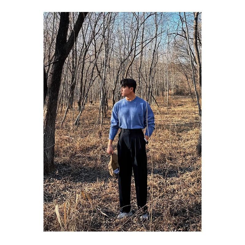 Men High Waist Double Pleated Loose Straight Non Iron Casual Suit Trousers