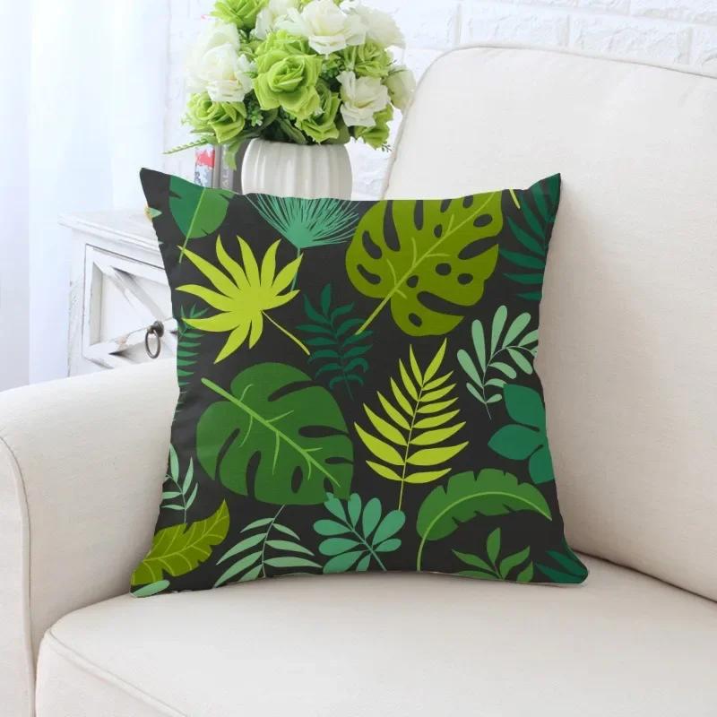 Luxury Home Decor Pillowcase Tropical Rainforest Plant Flower Coconut Print Office Sofa Car Cushion Cover