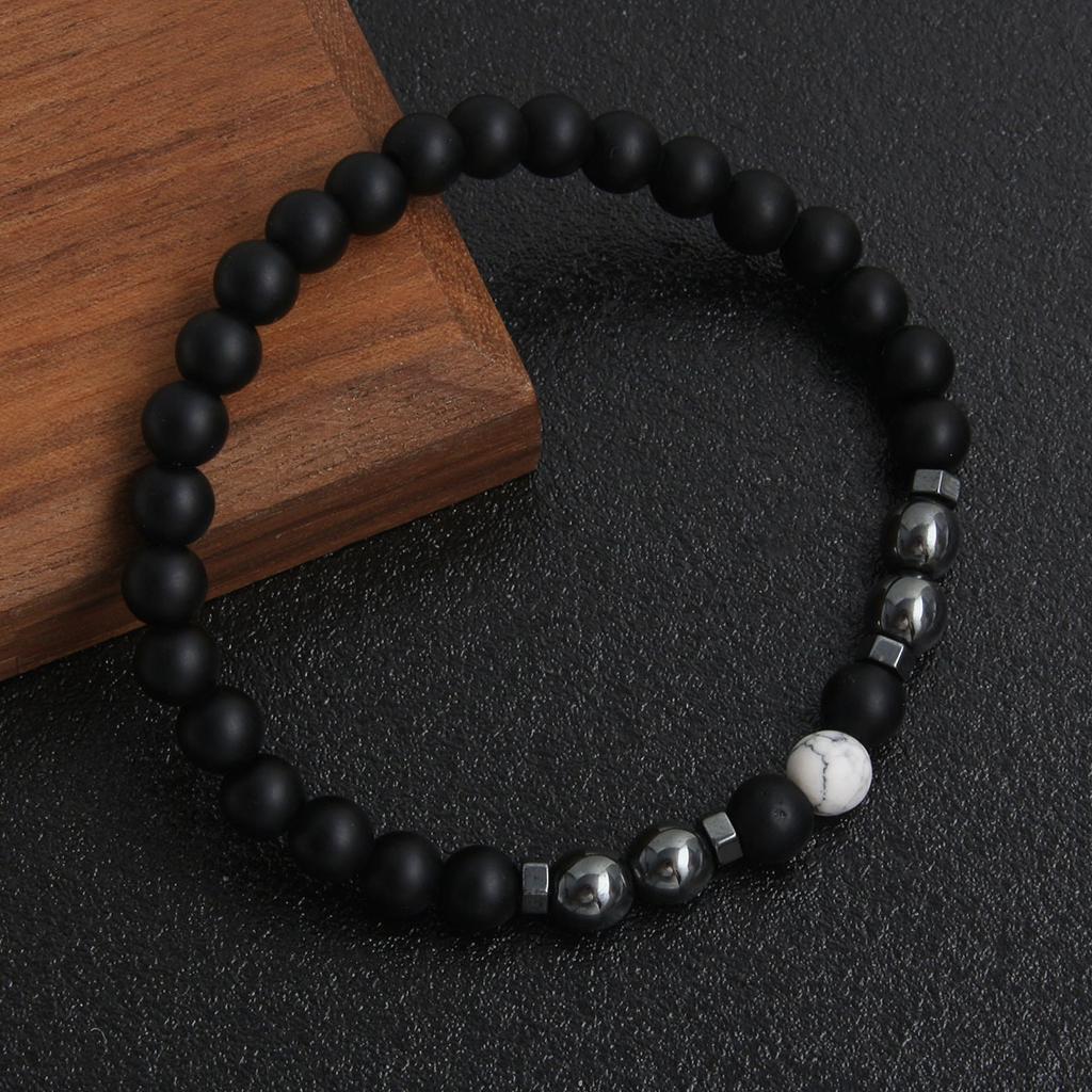 Frosted Black Beads, Black Gallstones, Natural Stone Bead Bracelet, Vintage Magnetic Bracelet, Men'S Accessories