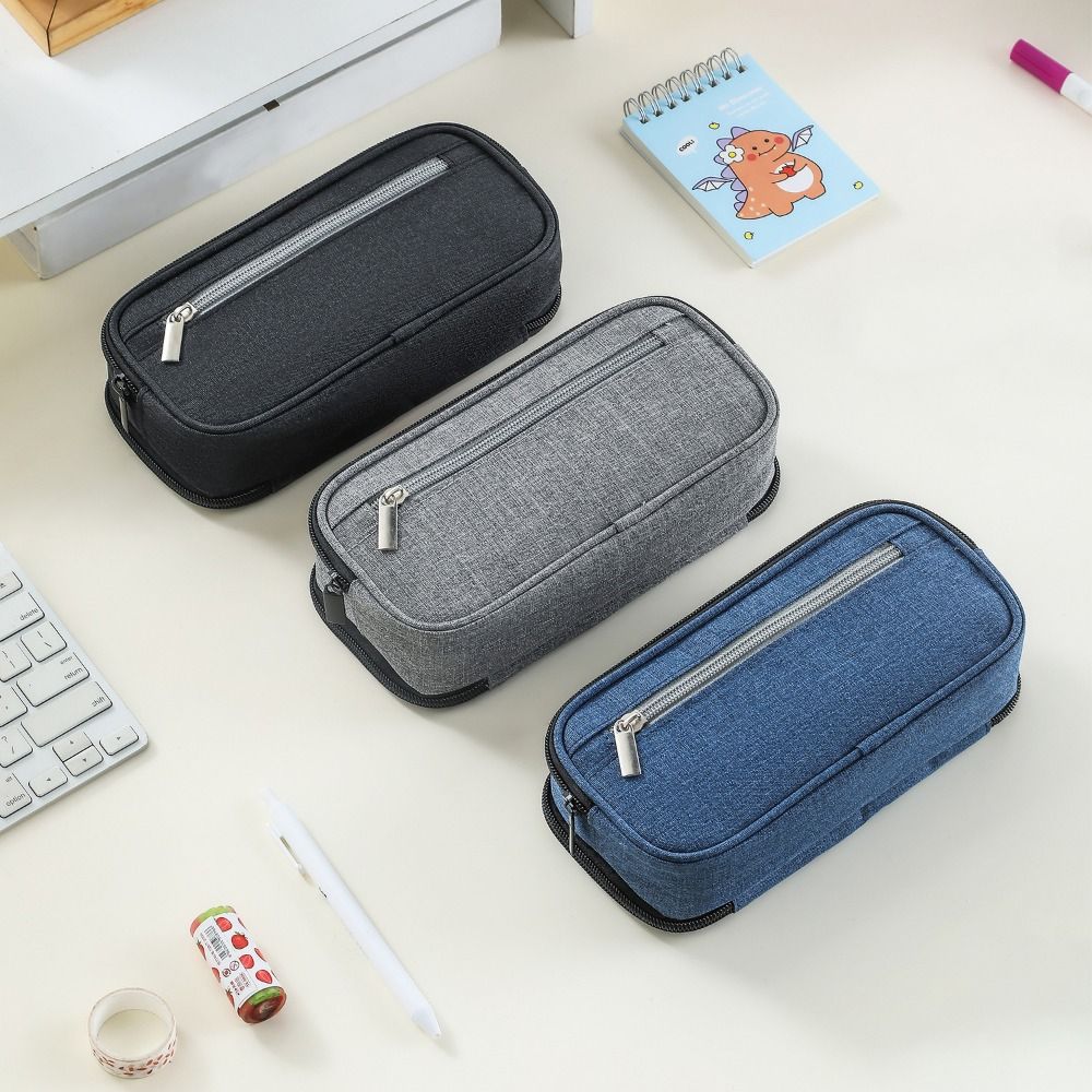 Portable Stationery Organizer Solid Color Pen Organizer Pouch Multifunctional Pencil Case  Students