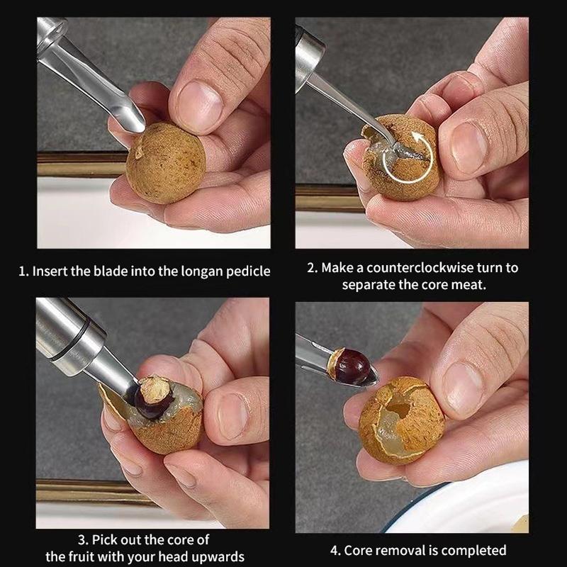 1Pc Kern Entferner Longan Birne Litschi Kern Entferner Obst Corer Für Home Restaurant Home Küche Gadgets (Rostfreier Stahl)