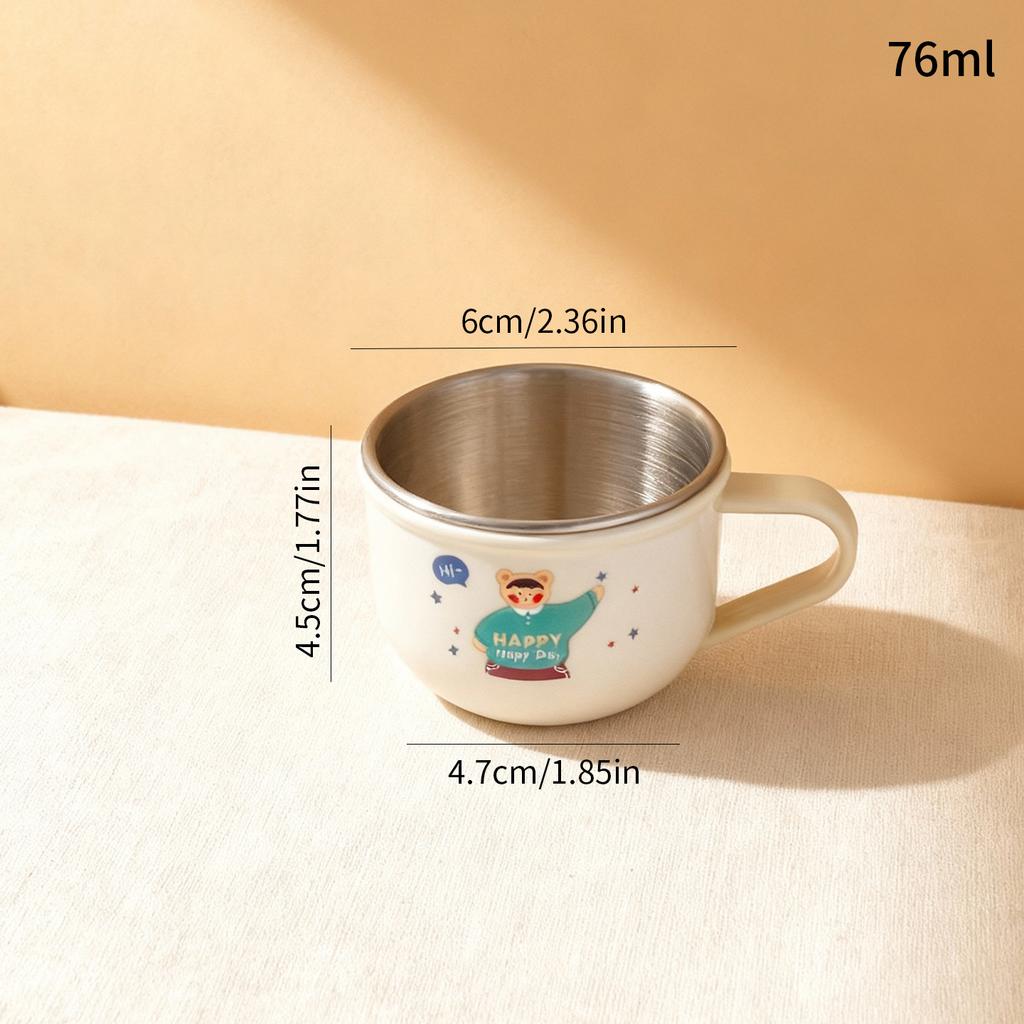 Plastic/304 Stainless Steel Kids Mug Thicked Durable Mini Water Cup With Handle Portable Cute Cartoon Children Drinking Cup
