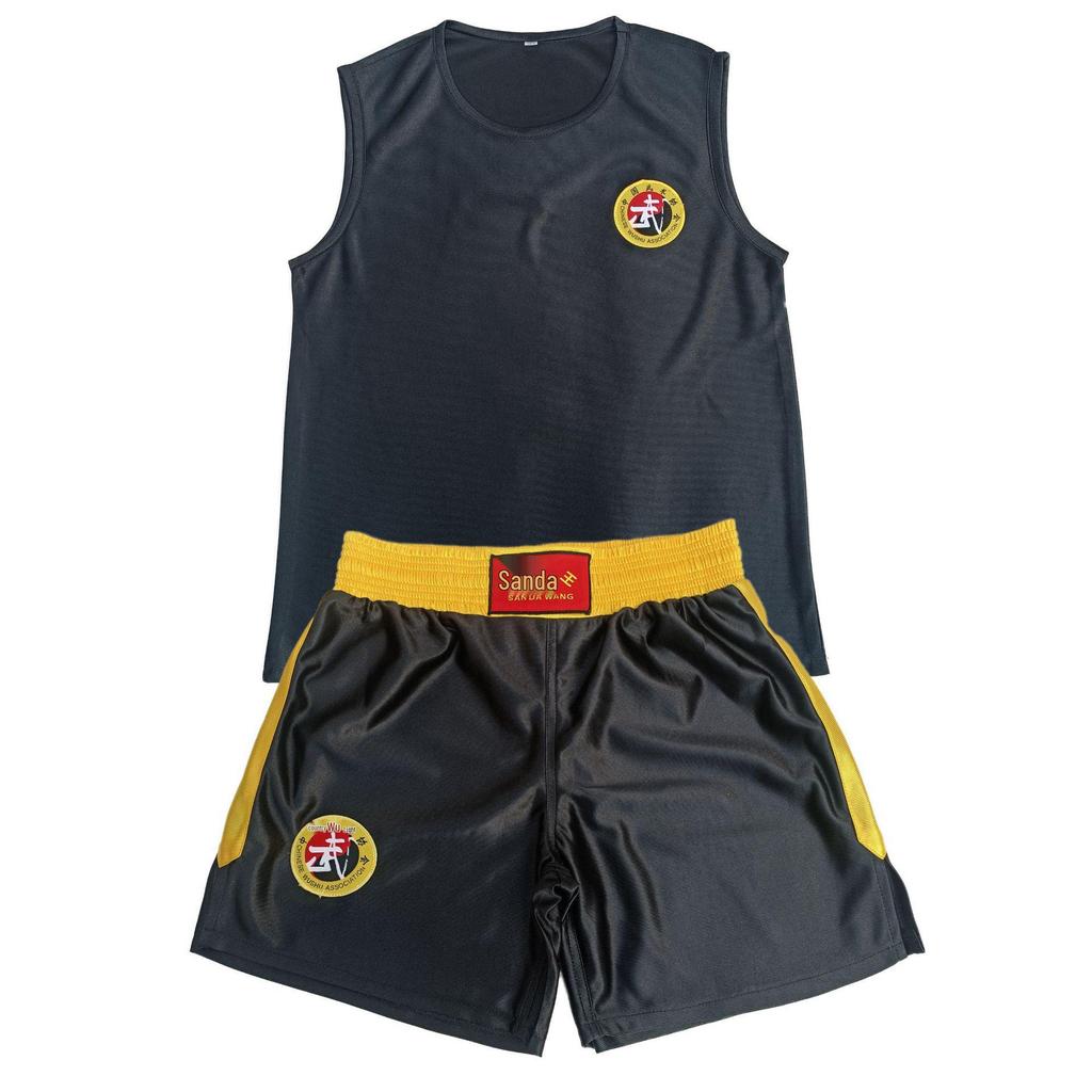 Unisex Sanda Wushu Kickboxing Boxing Summer Training Sleeveless Suit & Shorts for Men, Women, and Children
