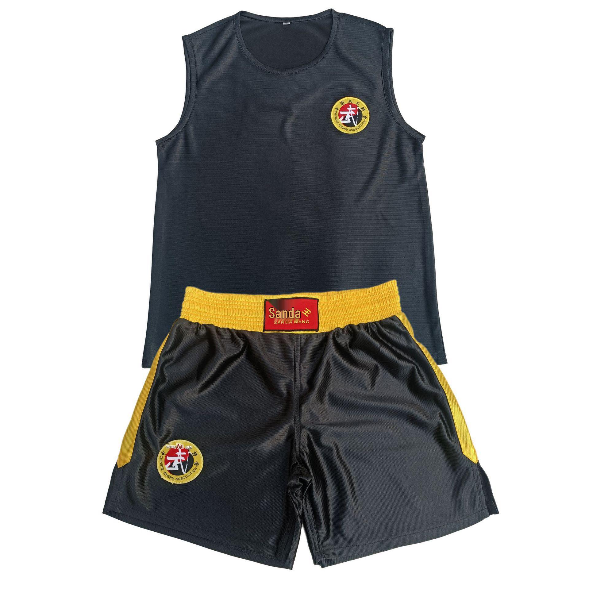 

Унисекс Санда Ушу Кикбоксинг Бокс Летний Тренировочный Безрукавный Костюм и Шорты для Мужчин, Женщин и Детей 110 cm чёрный