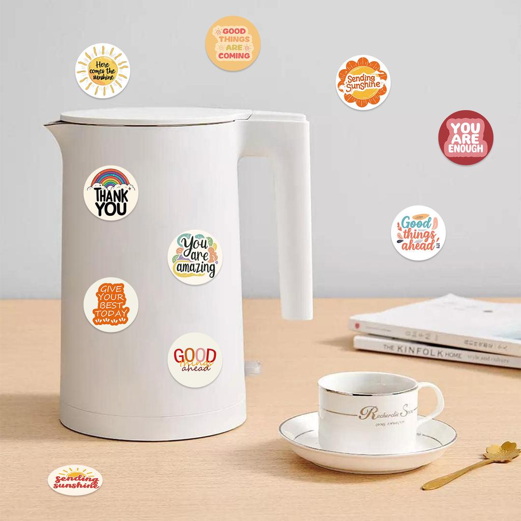500 Sheets/roll Roll Stickers Tape Sunny Phrase Stickers Manual Account Material Decorative Envelope Seal Stickers
