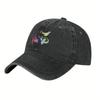 Watercolor Dragon Print Baseball Cap Distressed Denim Casual Adjustable Golf Hat Adult