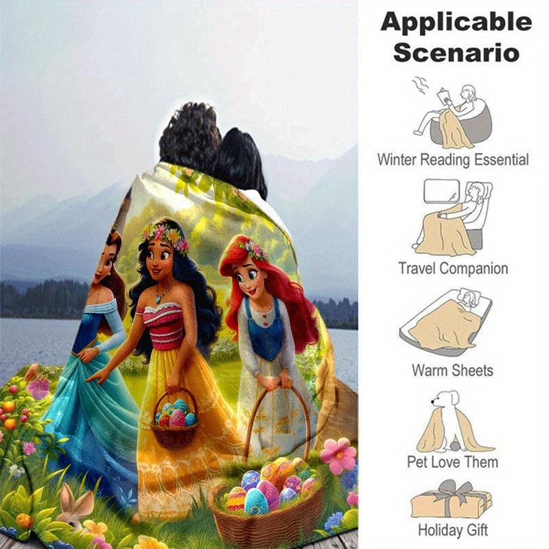 1pc Princess Printing Blanket - Soft, All-Season Throw for Office Blanket, | Personalized Gift with Adorable Cartoon Design