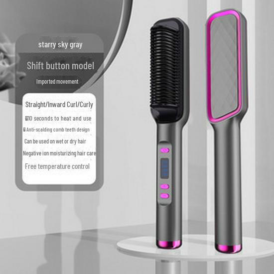 Negative Ion Dual-Purpose Hair Comb: Straightens & Curls Without Damage