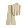 Summer Fashion Women's Sleeveless Knit Top & Wide-Leg Pants Two-Piece Set