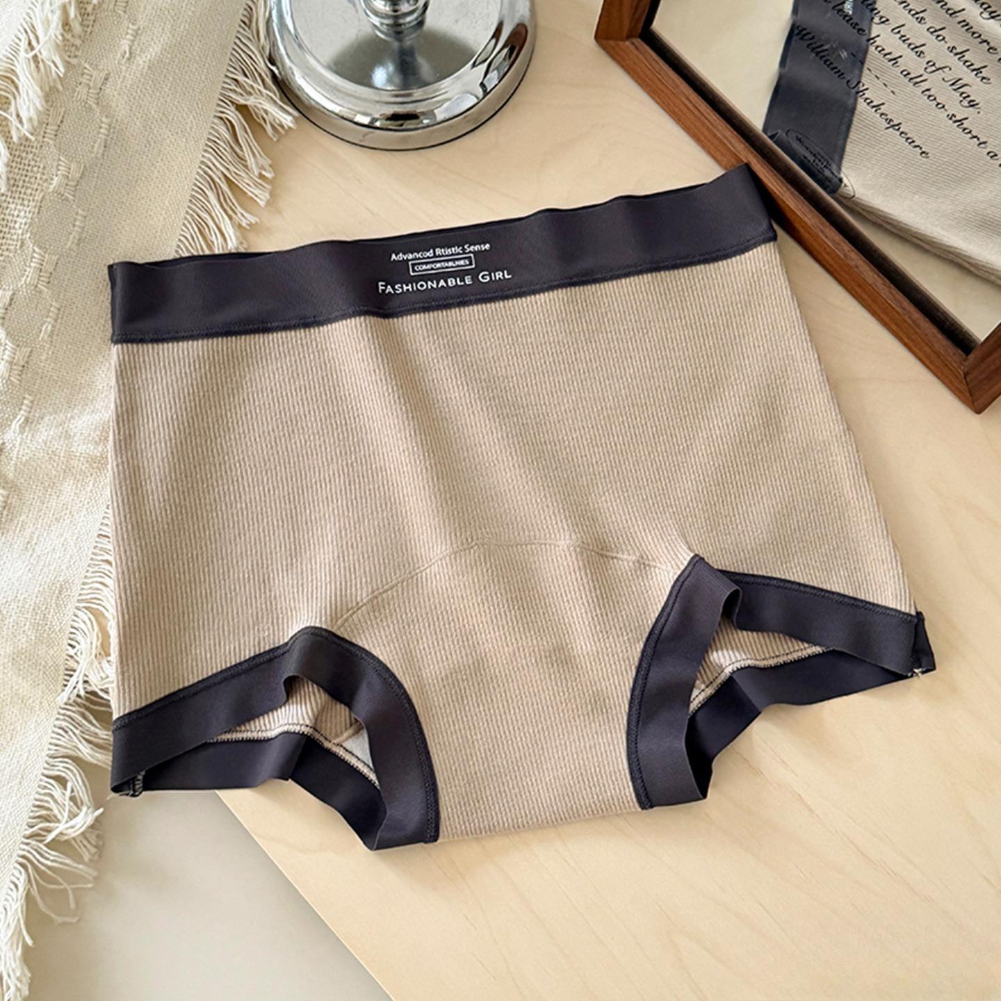 

Women s Summer New Simple All Match Cotton Extended Medium High Waist Flat Angle Briefs M хаки