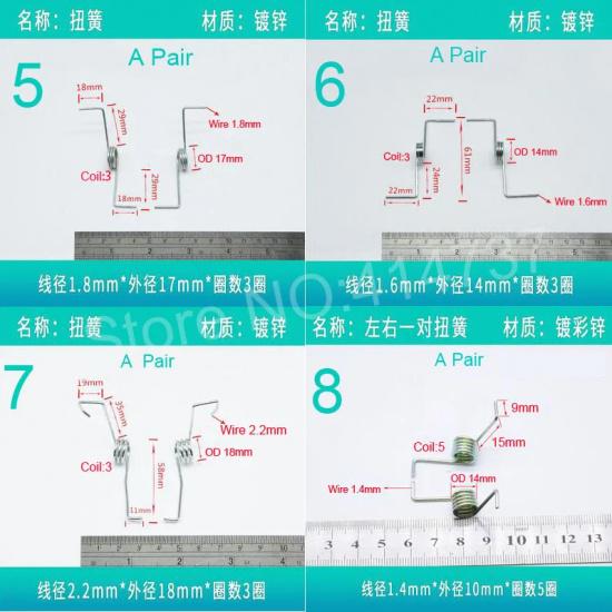 Torsion Spring 0.8-2.2mm Wire Stainless Steel or Spring Steel Pair of Torsion Springs Tensioning Torsion Spring