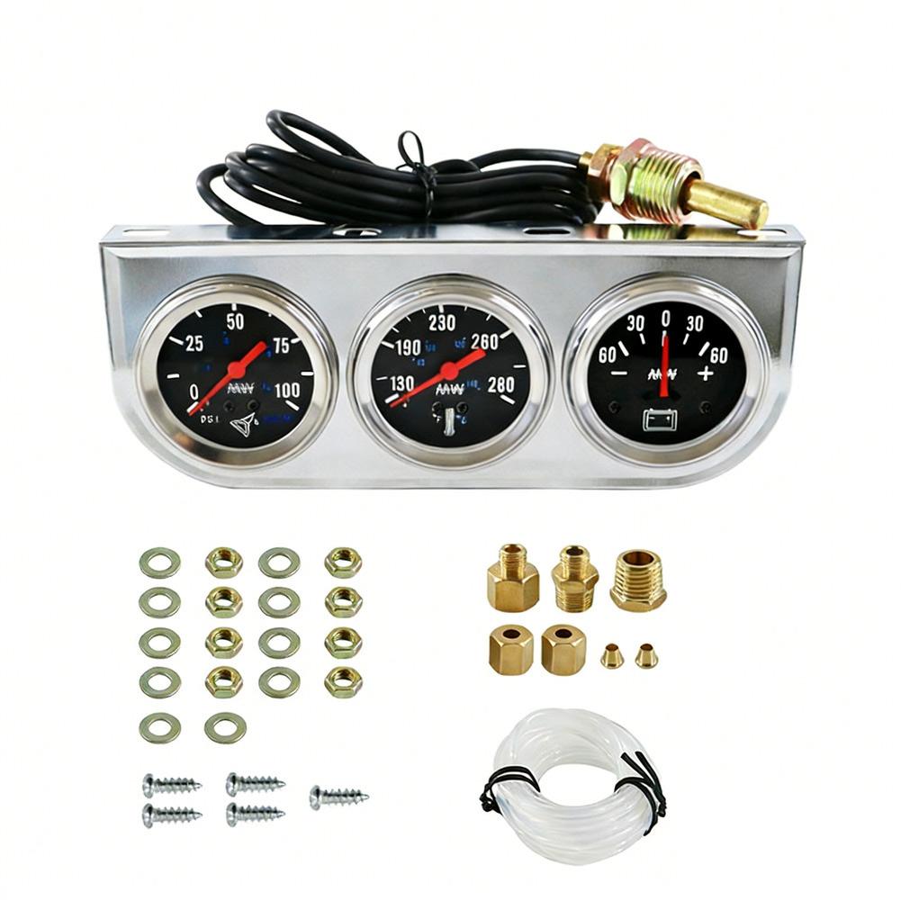 Triple Gauge Cluster For Saloon Cars Lorries Construction Machinery Motorcycles Three-in-one Instrument Cluster Accessories