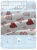 1 Simple Modern Heart-Shaped Geometry Printed Matte Fitted Sheet, Bedroom Printed Bed Cover, Bedding (Excluding Pillowcases)