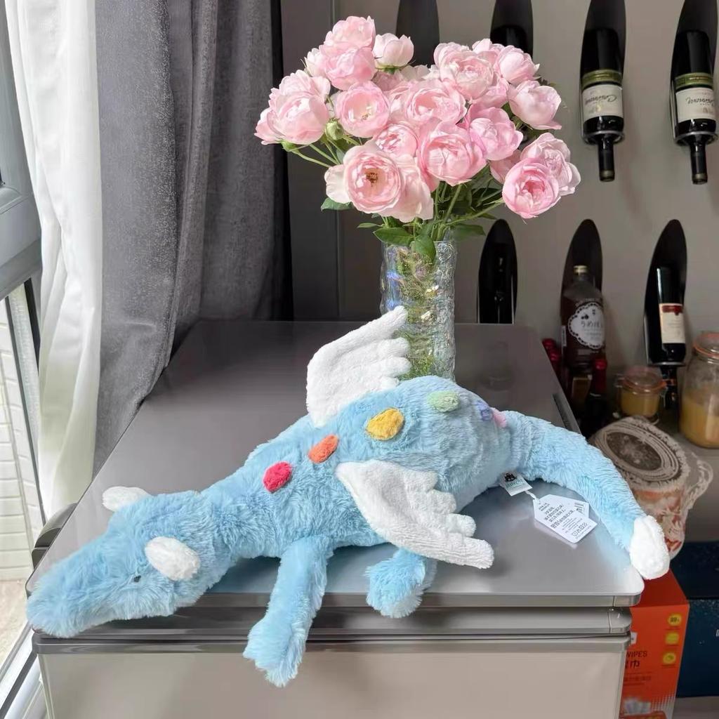 JC Large Size Plush Sky Flying Rainbow Dragon Toy Soft Stuffed Animal Pillow Fun Lazy Snow Dragon Kids Gift